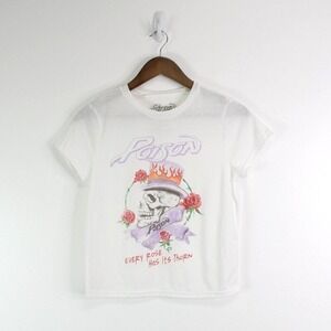 Poison "Every Rose has‎ it's thorn" Graphic Baby Tee White M